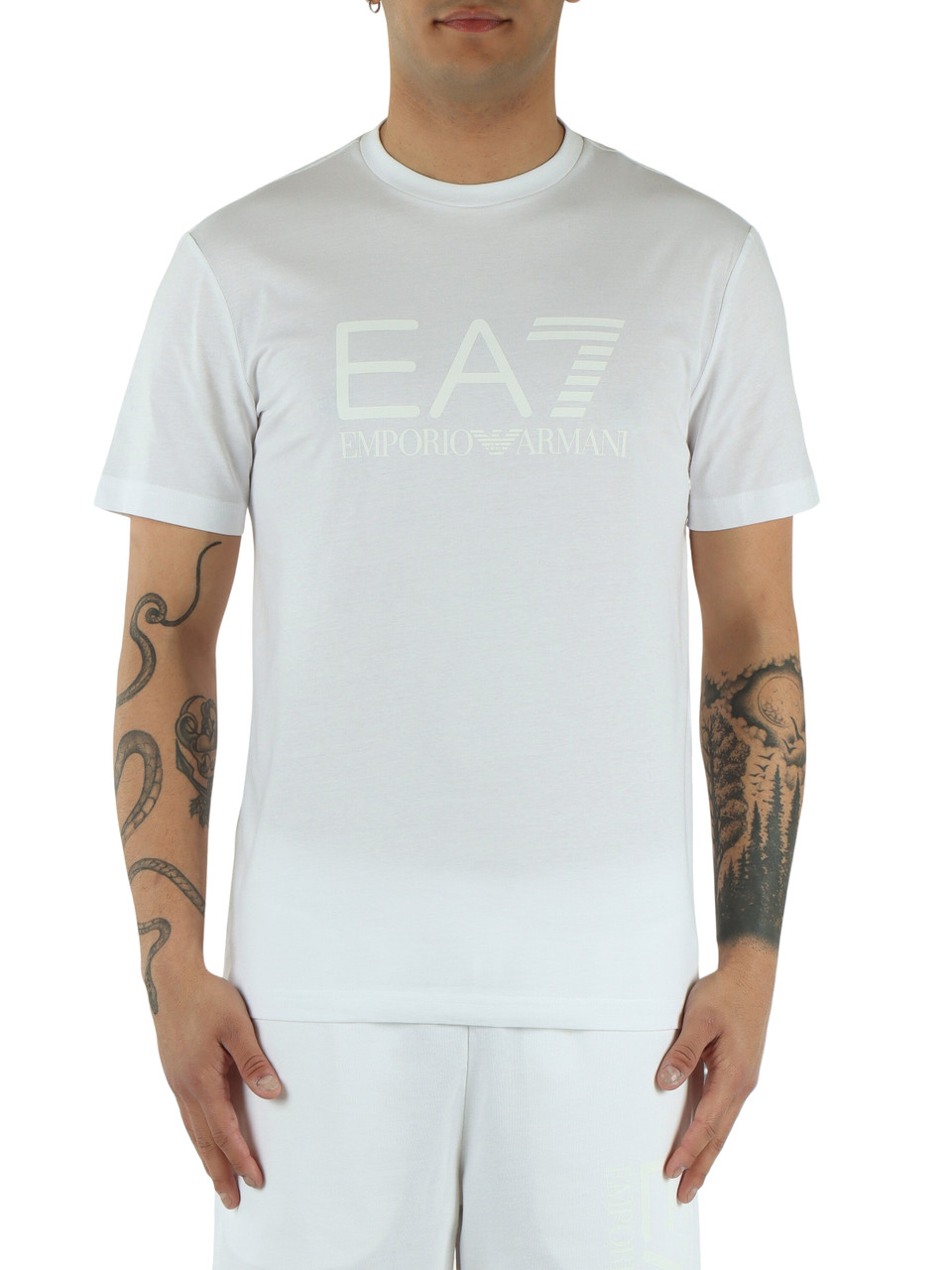 BIANCO | T-shirt slim fit in cotone con stampa logo