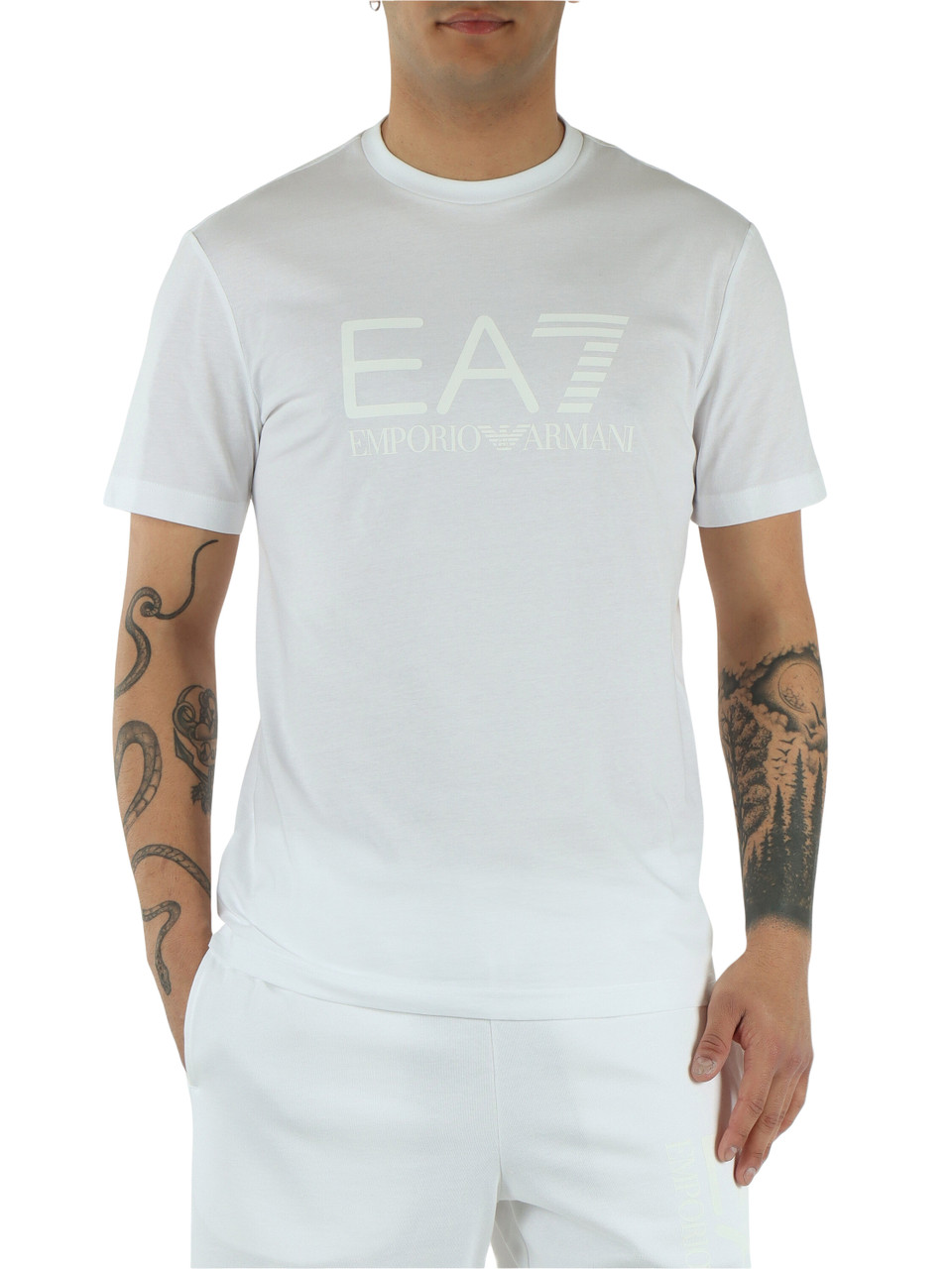 BIANCO | T-shirt slim fit in cotone con stampa logo