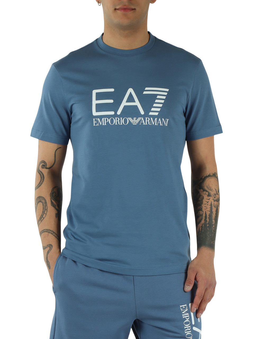 BLU CHIARO | T-shirt slim fit in cotone con stampa logo