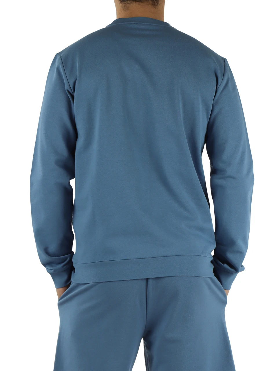 BLU CHIARO | Felpa slim fit in cotone garzato con stampa logo
