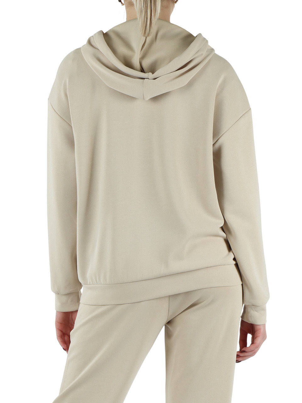 BEIGE | Felpa con cappuccio e zip in misto modal
