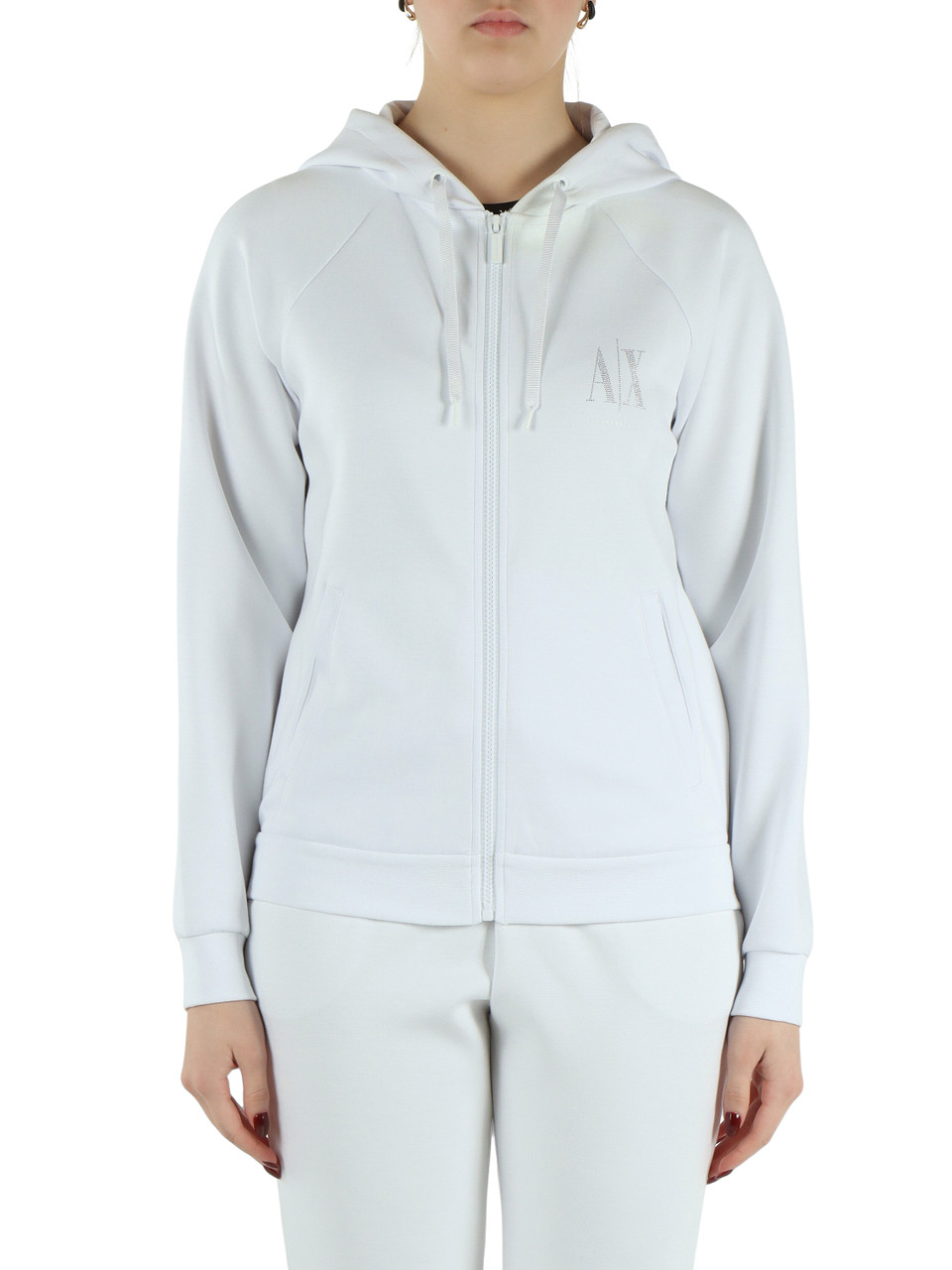 BIANCO | Felpa in misto viscosa con logo in strass
