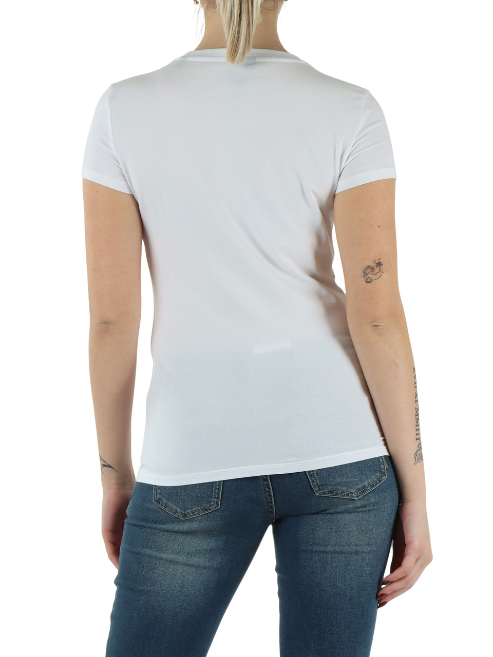 BIANCO | T-shirt slim fit in cotone stretch con ricamo logo