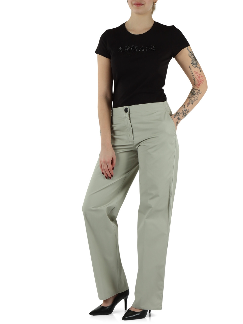 VERDE CHIARO | Pantalone in cotone dalla linea dritta