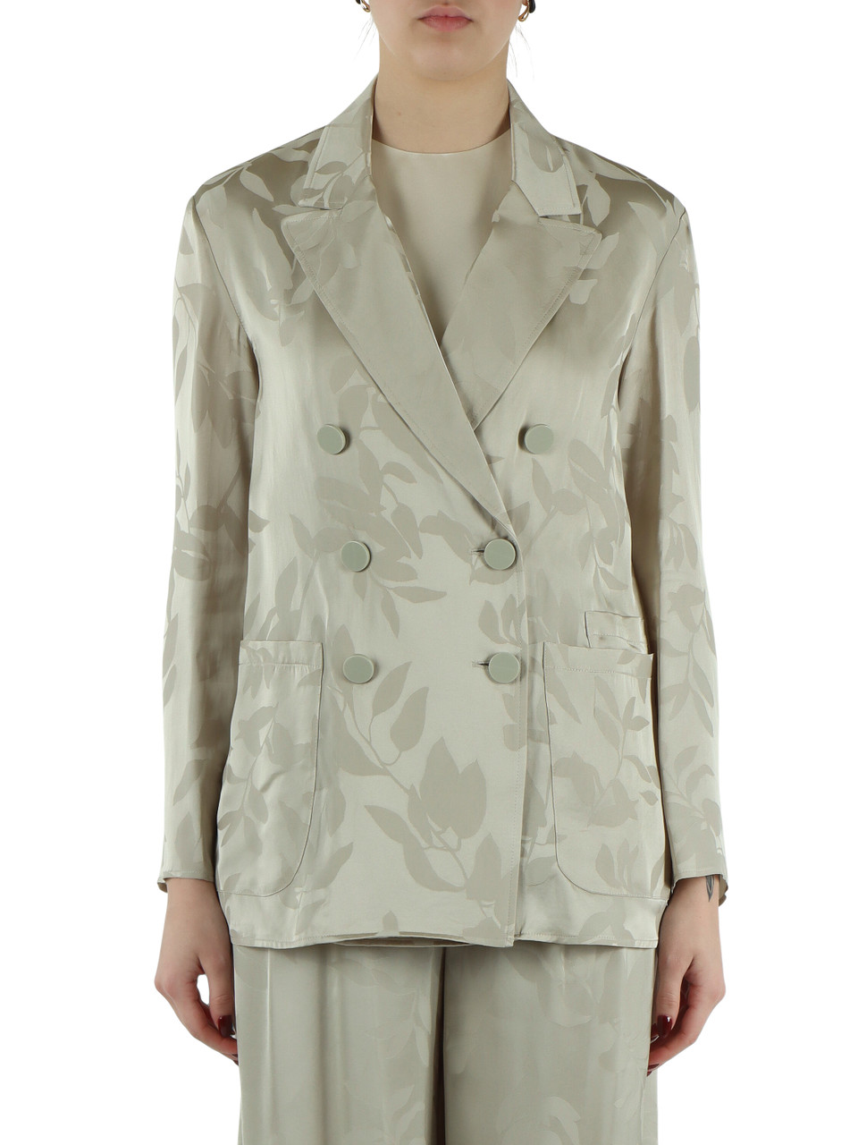 VERDE CHIARO | Giacca in satin di viscosa jacquard