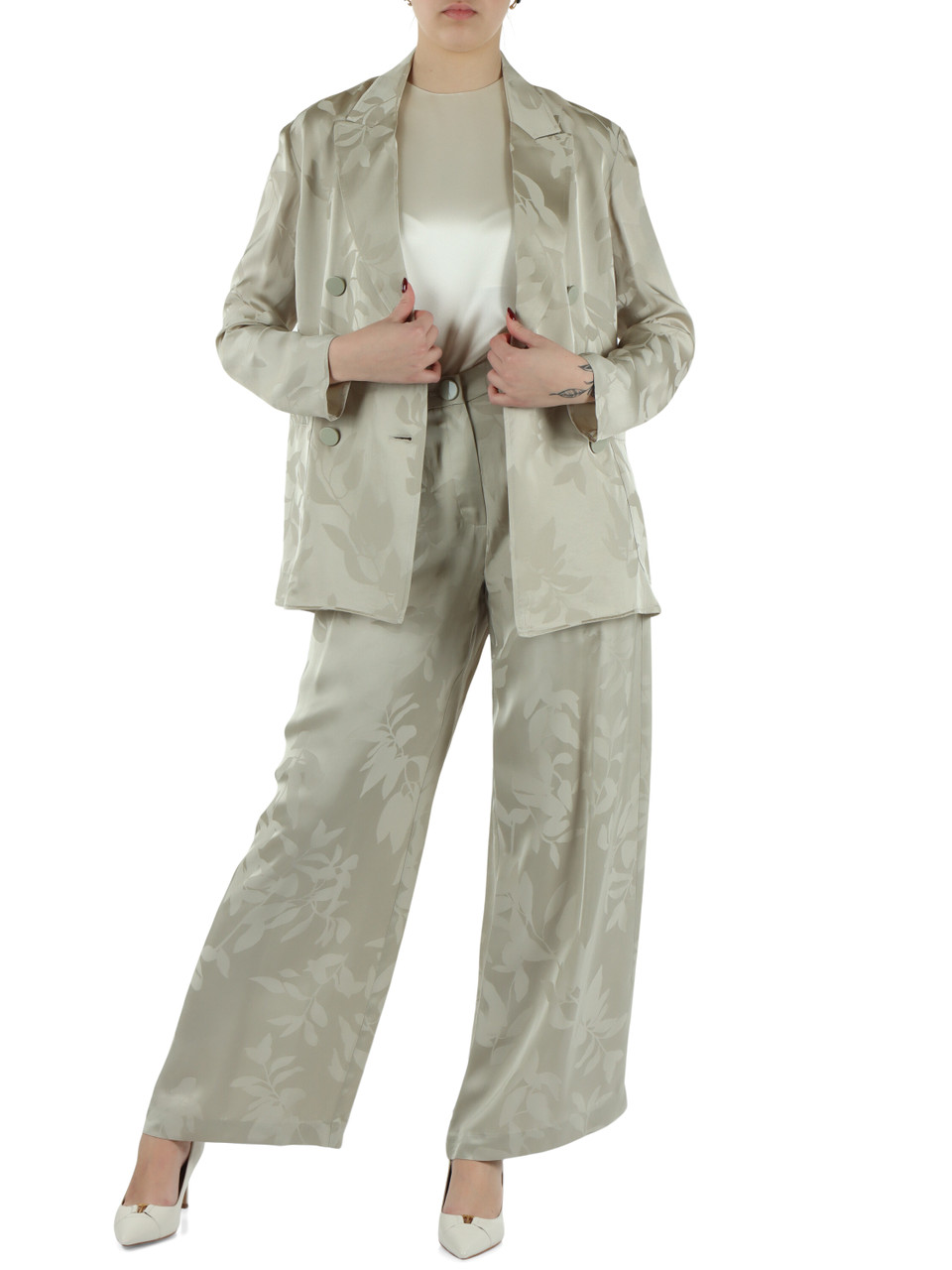 VERDE CHIARO | Giacca in satin di viscosa jacquard