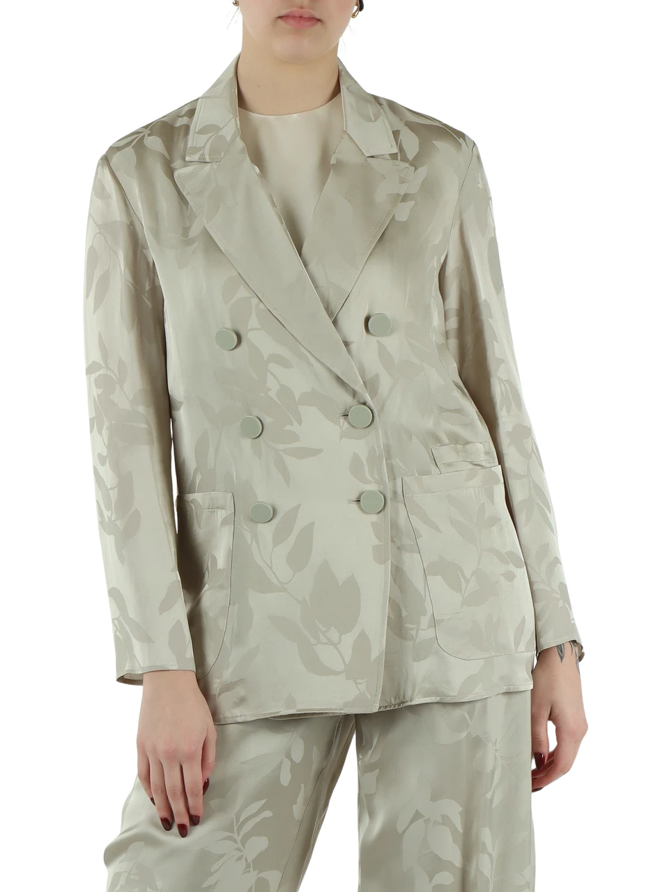 VERDE CHIARO | Giacca in satin di viscosa jacquard