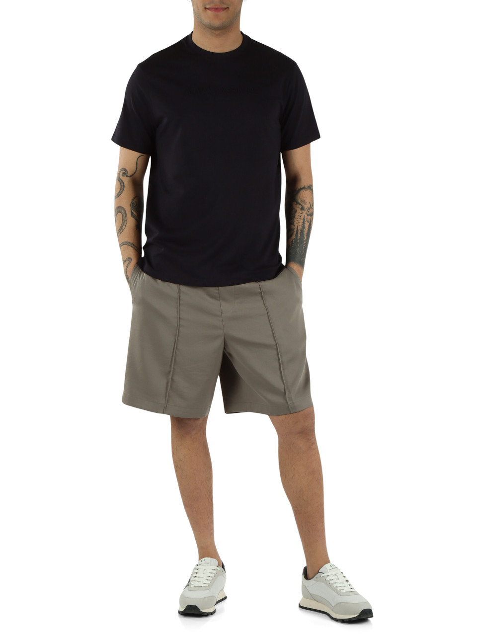Dunkelblau | Slim-Fit T-Shirt aus Baumwolle mit erhabenem Logo-Schriftzug