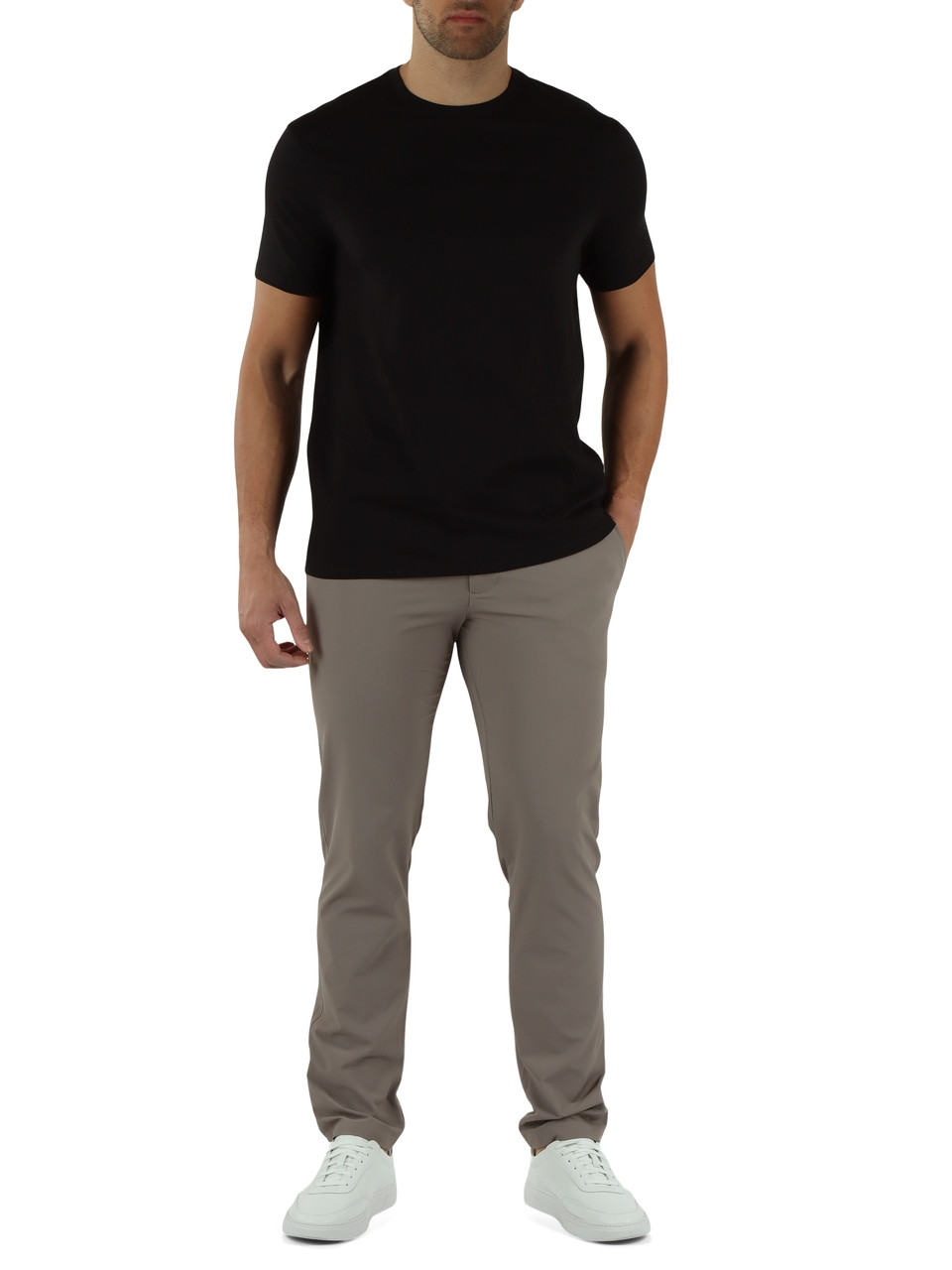SCHWARZ | Slim-Fit T-Shirt aus Baumwolle mit erhabenem Logo-Schriftzug