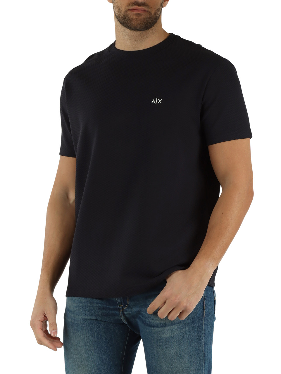 SCHWARZ | Regular Fit T-Shirt aus Baumwolle mit gesticktem Logo auf der Vorderseite