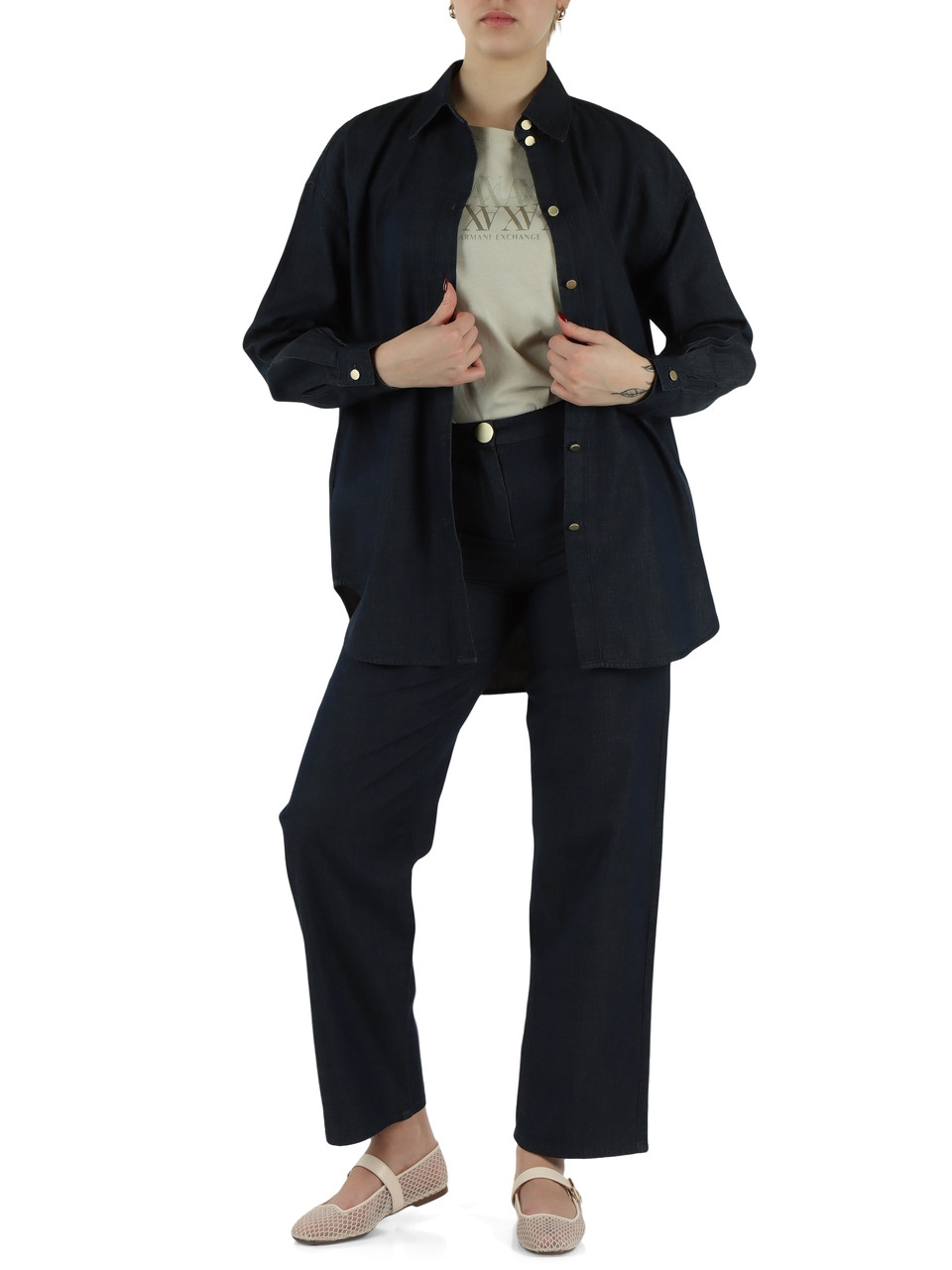 BLU SCURO | Camicia in cotone effetto denim