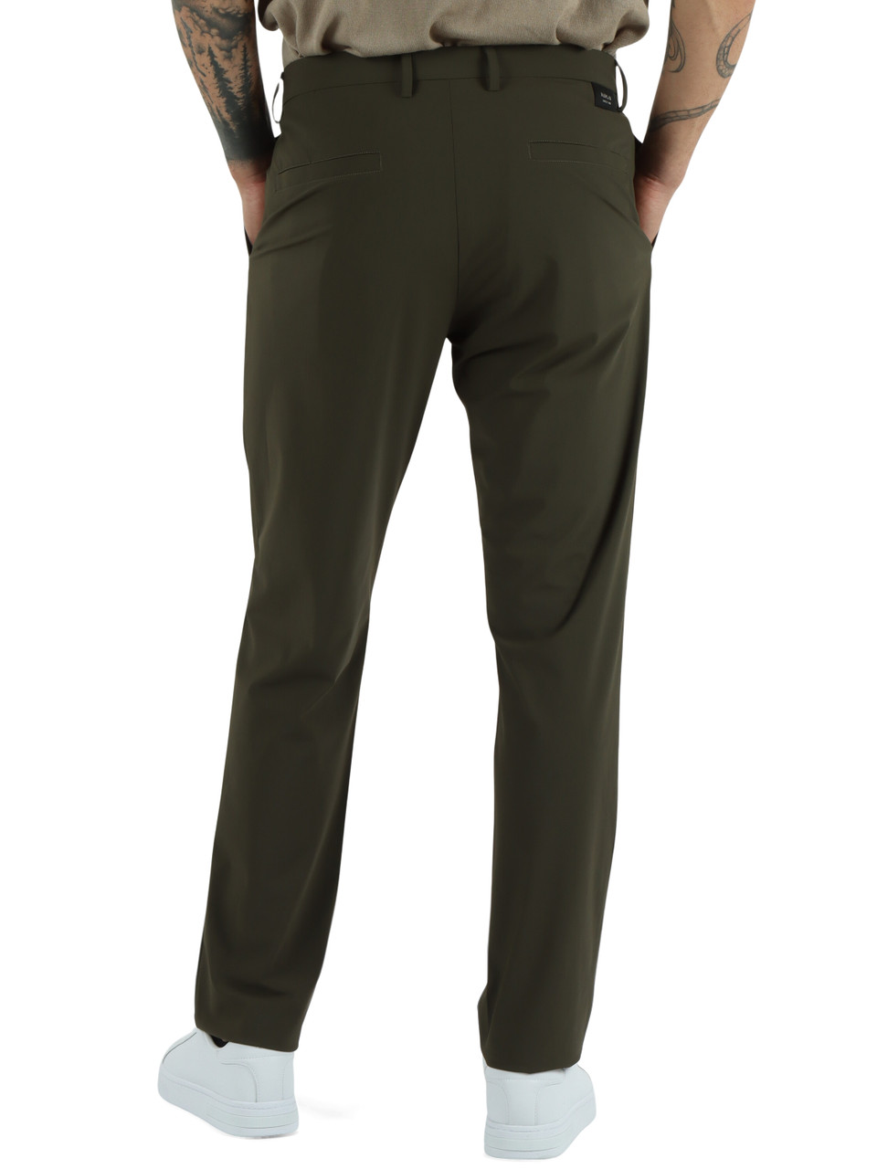 Militärgrün | Regular Fit Hose aus Stretchstoff