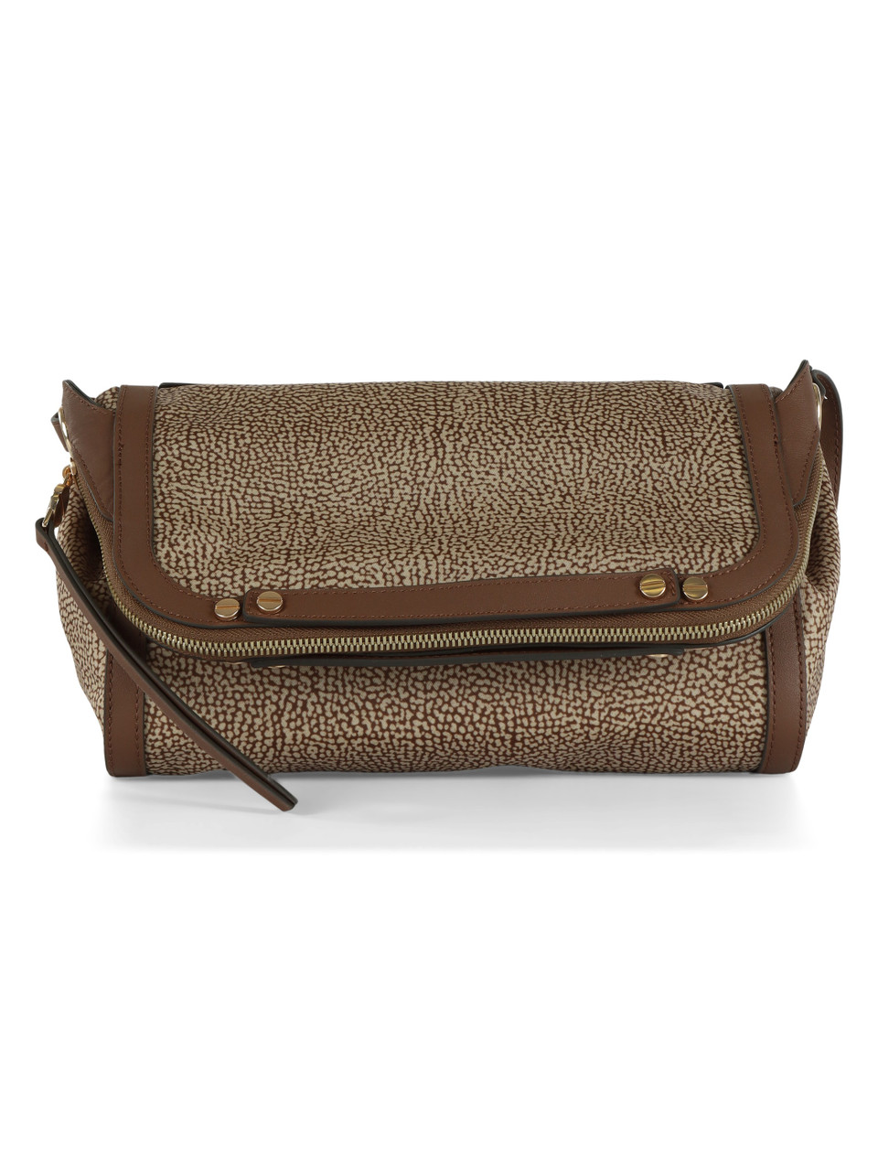 MARRONE | Borsa cross over Frame in tessuto OP