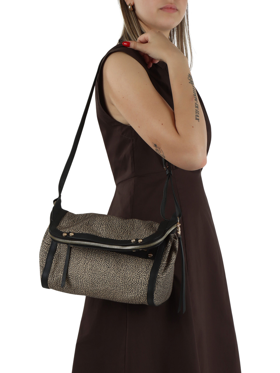 NERO | Borsa cross over Frame in tessuto OP