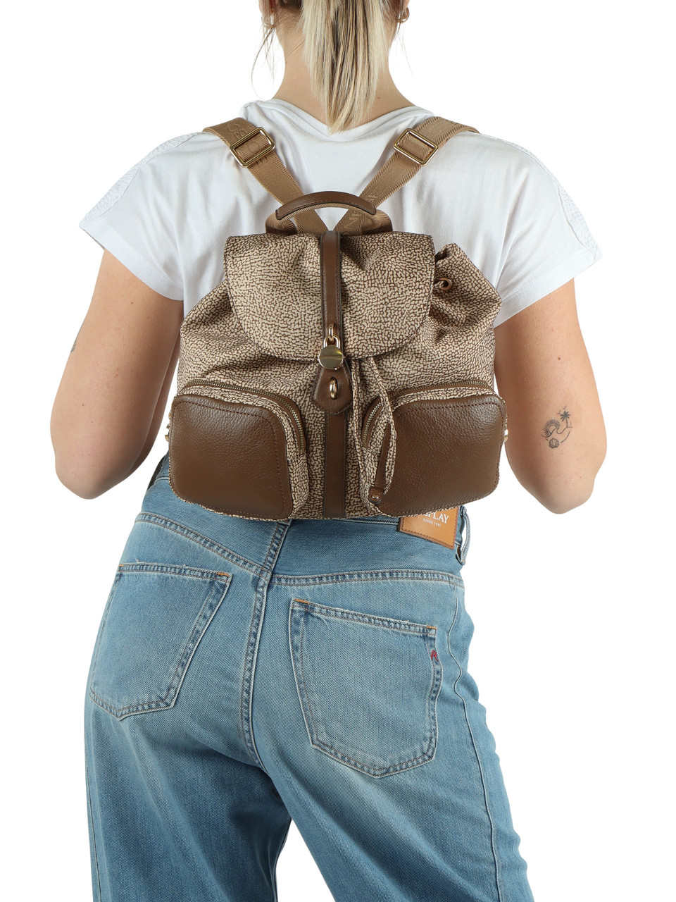 MARRONE | Zaino Medium Poche in tessuto OP