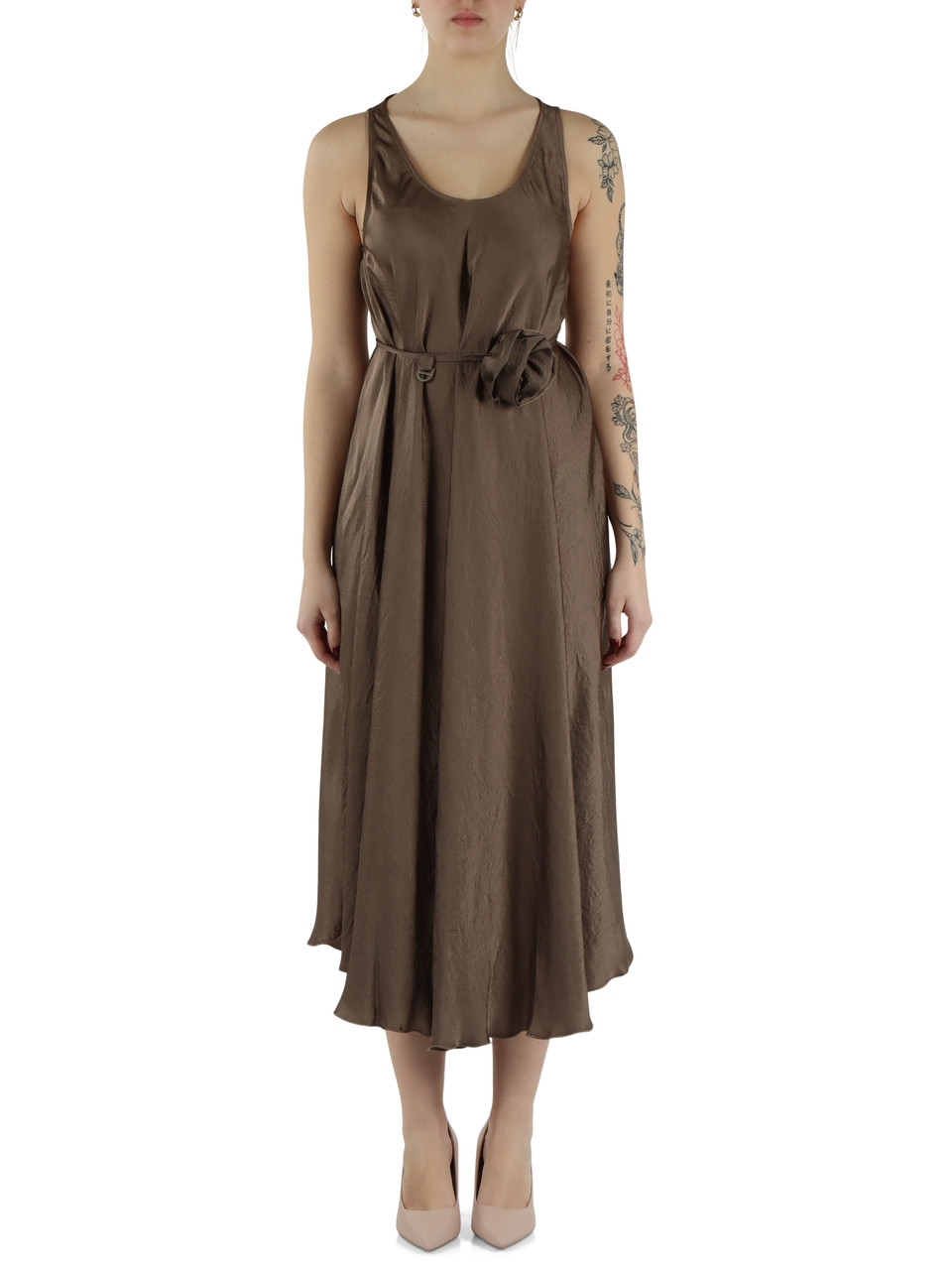 BRAUN | MONOCHROME: Kleid mit Crinkle-Effekt ALCOOL