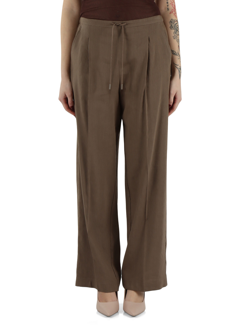 MARRONE | MONOCHROME: Pantalone in lino e viscose ALLORO