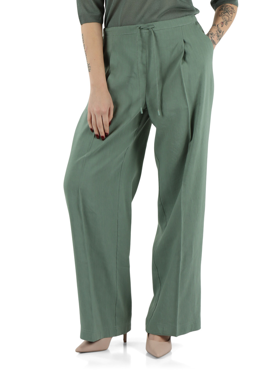 VERDE | MONOCHROME: Pantalone in lino e viscose ALLORO
