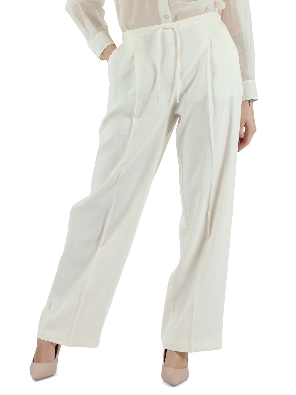 OFF WHITE | MONOCHROME: Pantalone in lino e viscose ALLORO
