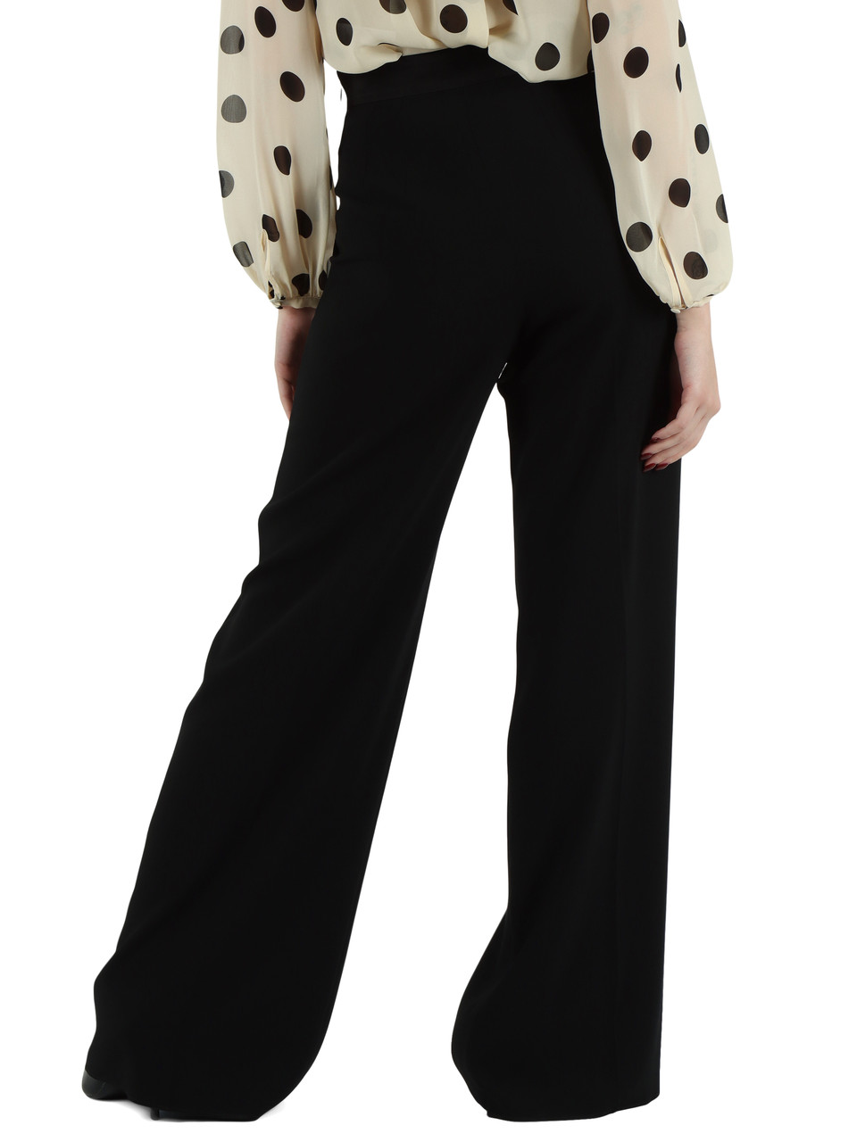 SCHWARZ | Weite Hose aus Enver-Satin-Crêpe mit PRINT