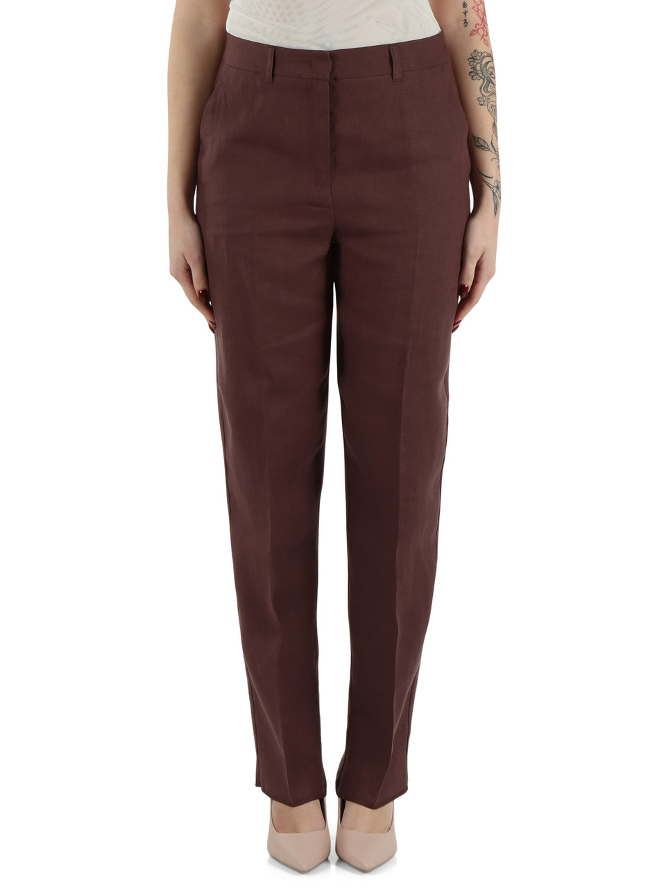 MERLOT | Pantalone in lino FRAGOLA