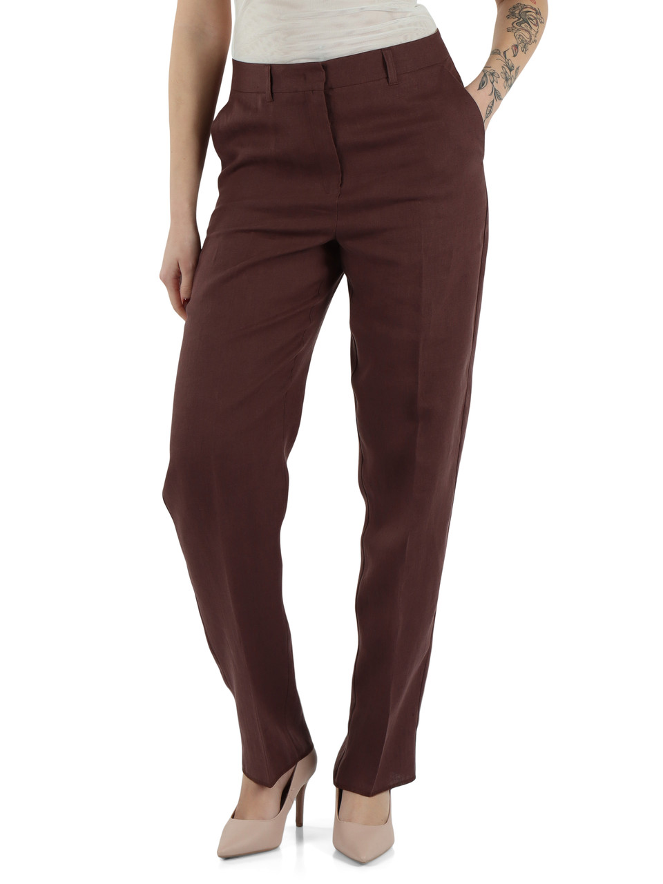 MERLOT | Pantalone in lino FRAGOLA