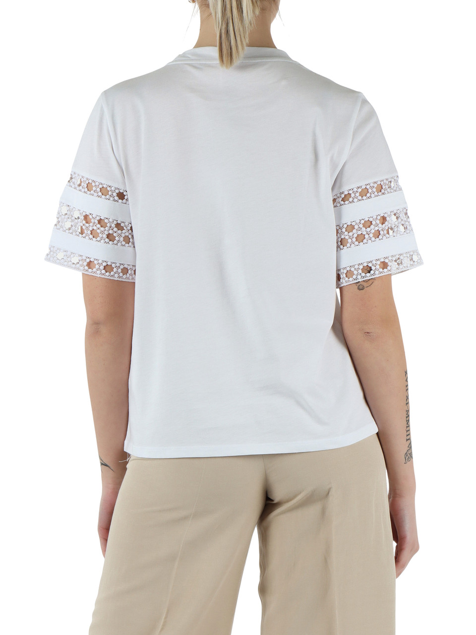 BIANCO | T-shirt in cotone APE con inserti a contrasto