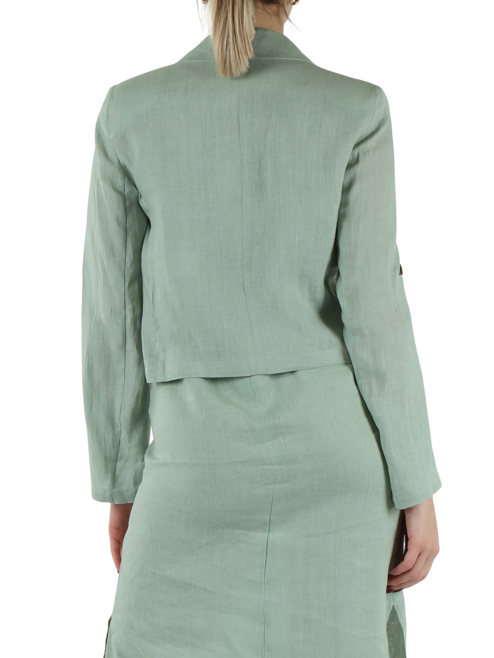 VERDE CHIARO | Giacchino cropped in lino PAPIRO