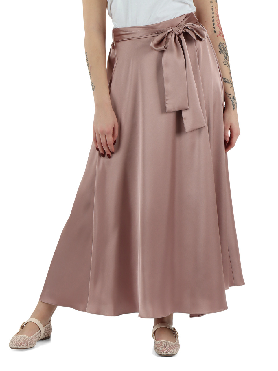 MALVA | Gonna effetto portafoglio in satin PAPILLA