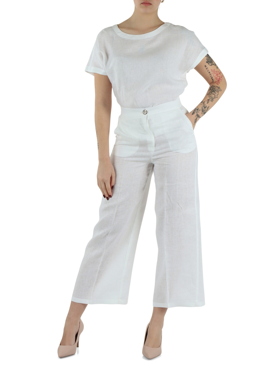 WEISS | Gerade geschnittene Leinenhose CLAVA