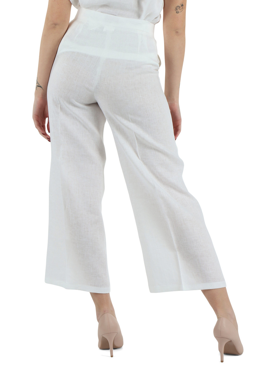 BIANCO | Pantalone dritto in lino CLAVA