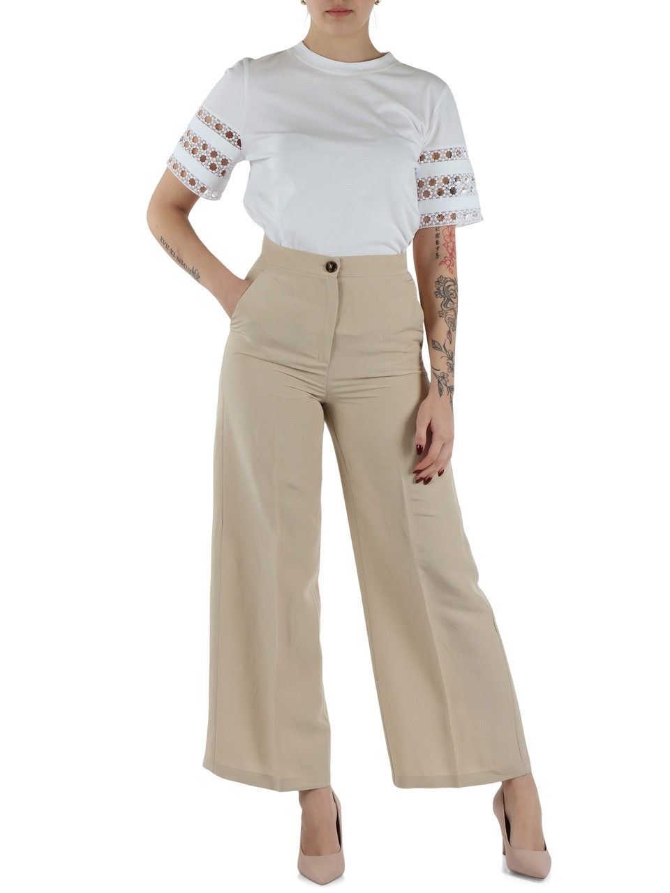 BEIGE | Pantalone in lino e viscosa PERA