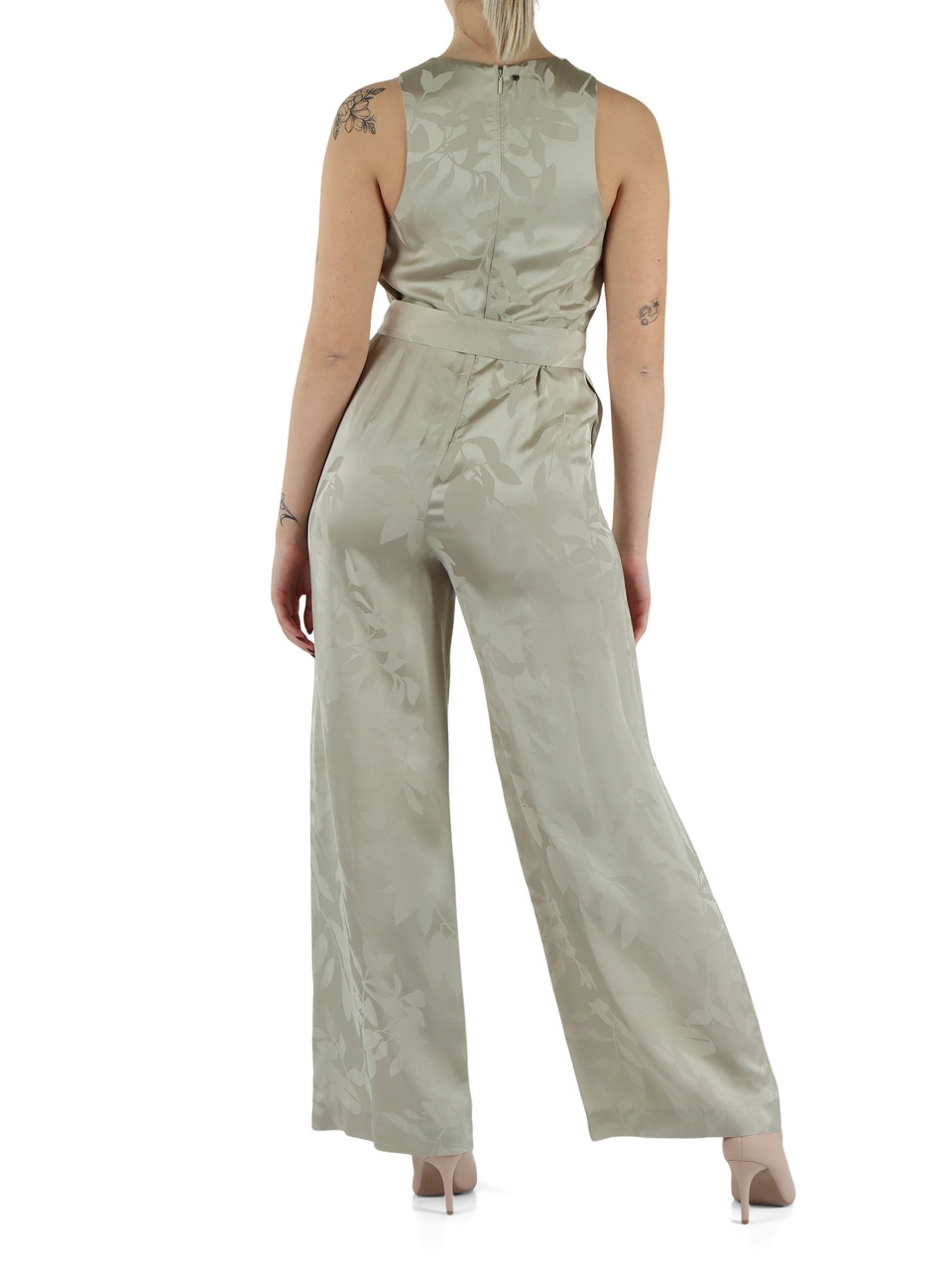 SALVIA | Tuta intera in satin di viscosa jacquard