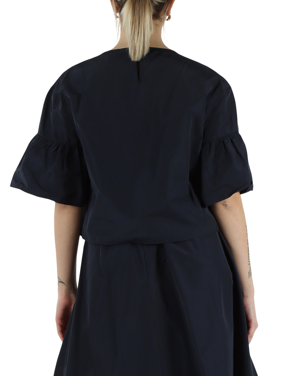 BLU SCURO | Blusa in taffetà di misto cotone BREAK