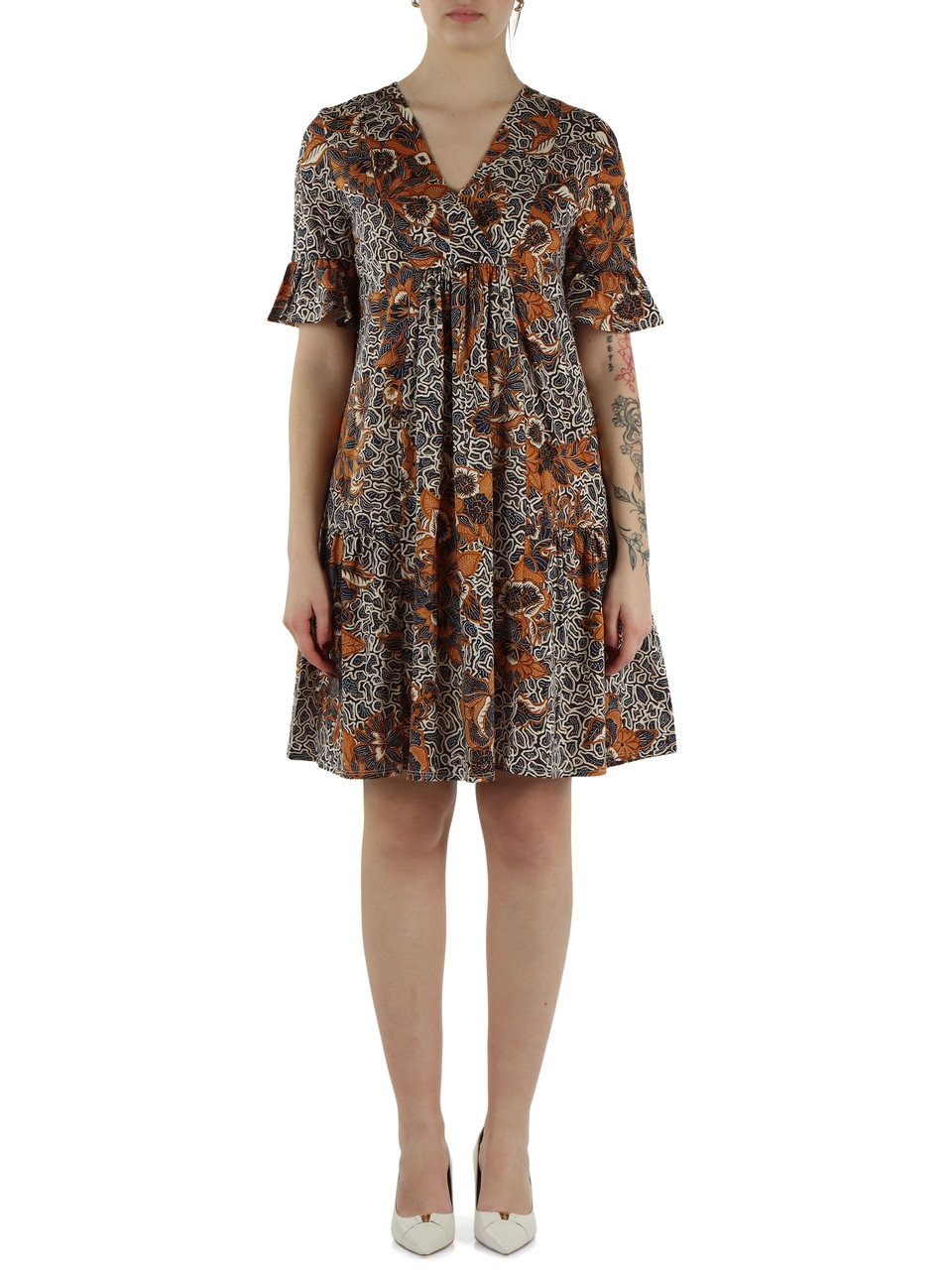 BLU SCURO | Abito svasato FUOCO in jersey di cotone