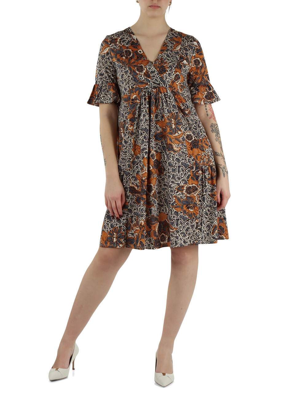 BLU SCURO | Abito svasato FUOCO in jersey di cotone