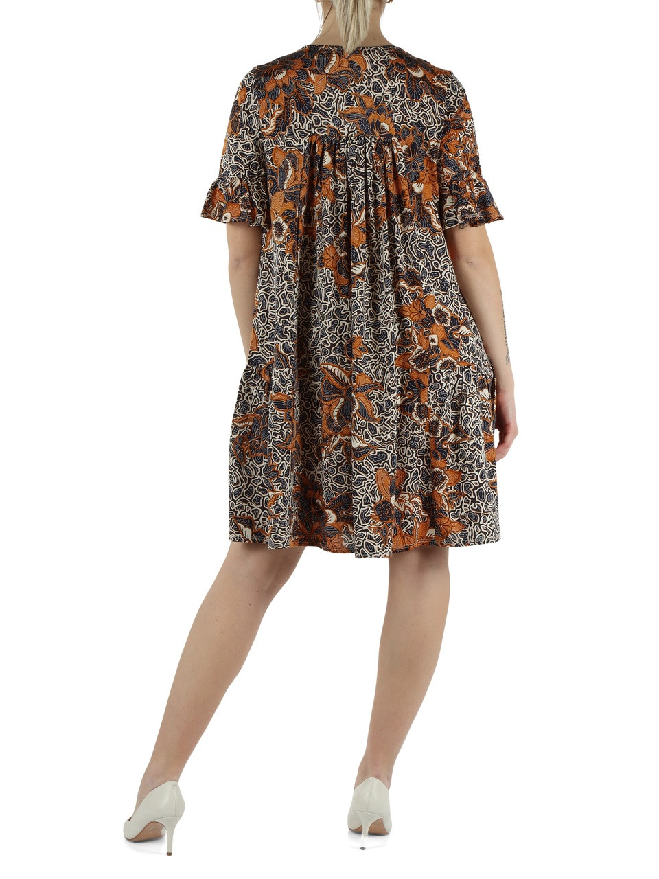 BLU SCURO | Abito svasato FUOCO in jersey di cotone