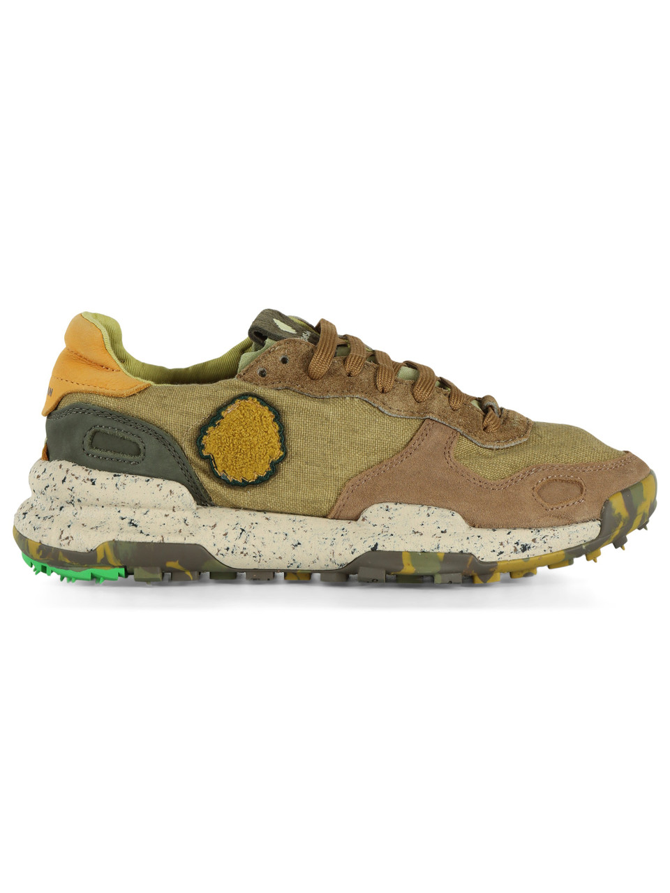KAKI | Sneakers aus Leder und Stoff CHACRONA LINEN