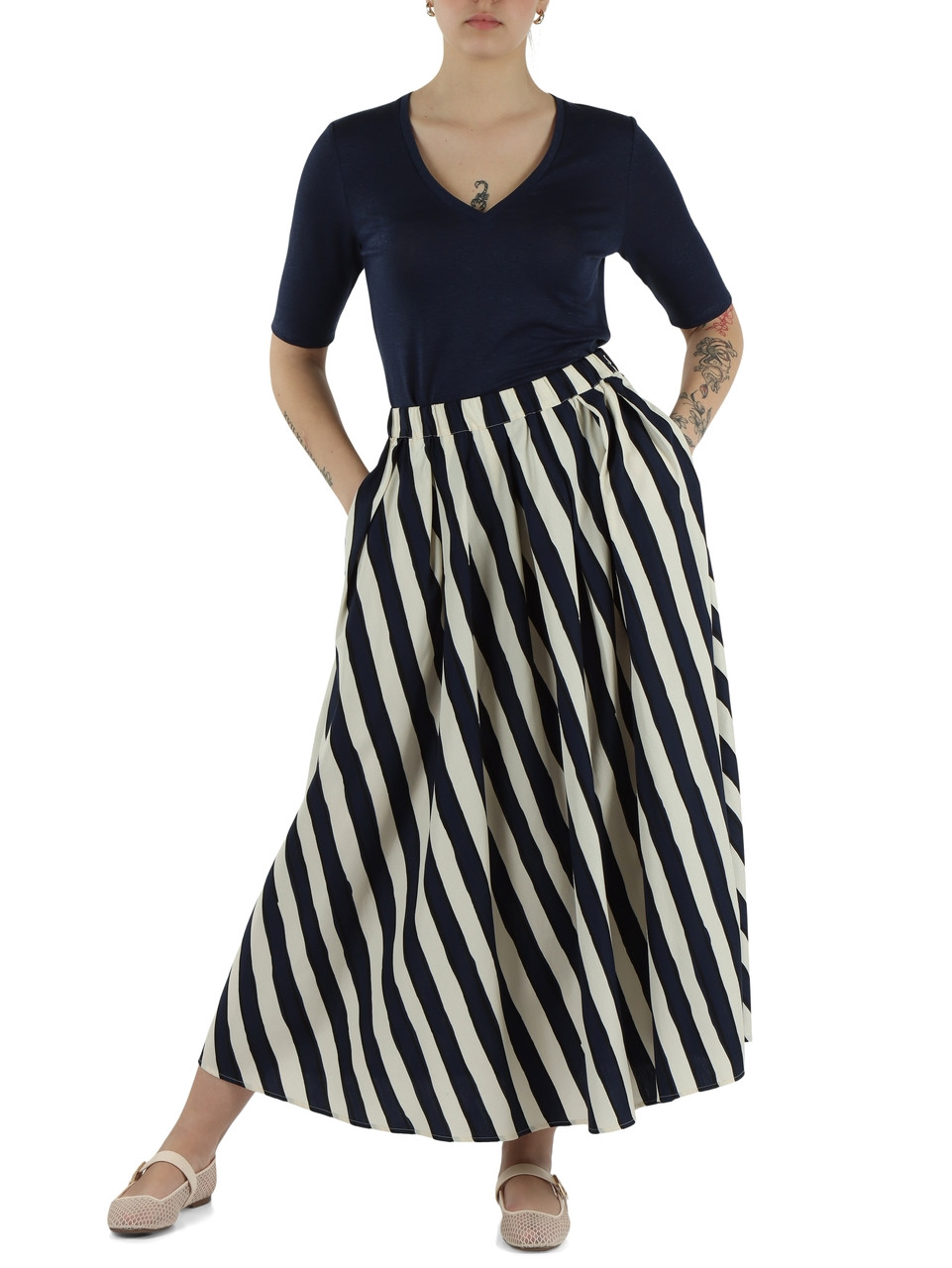 A RIGHE | Gonna midi UOMO in popeline cotone