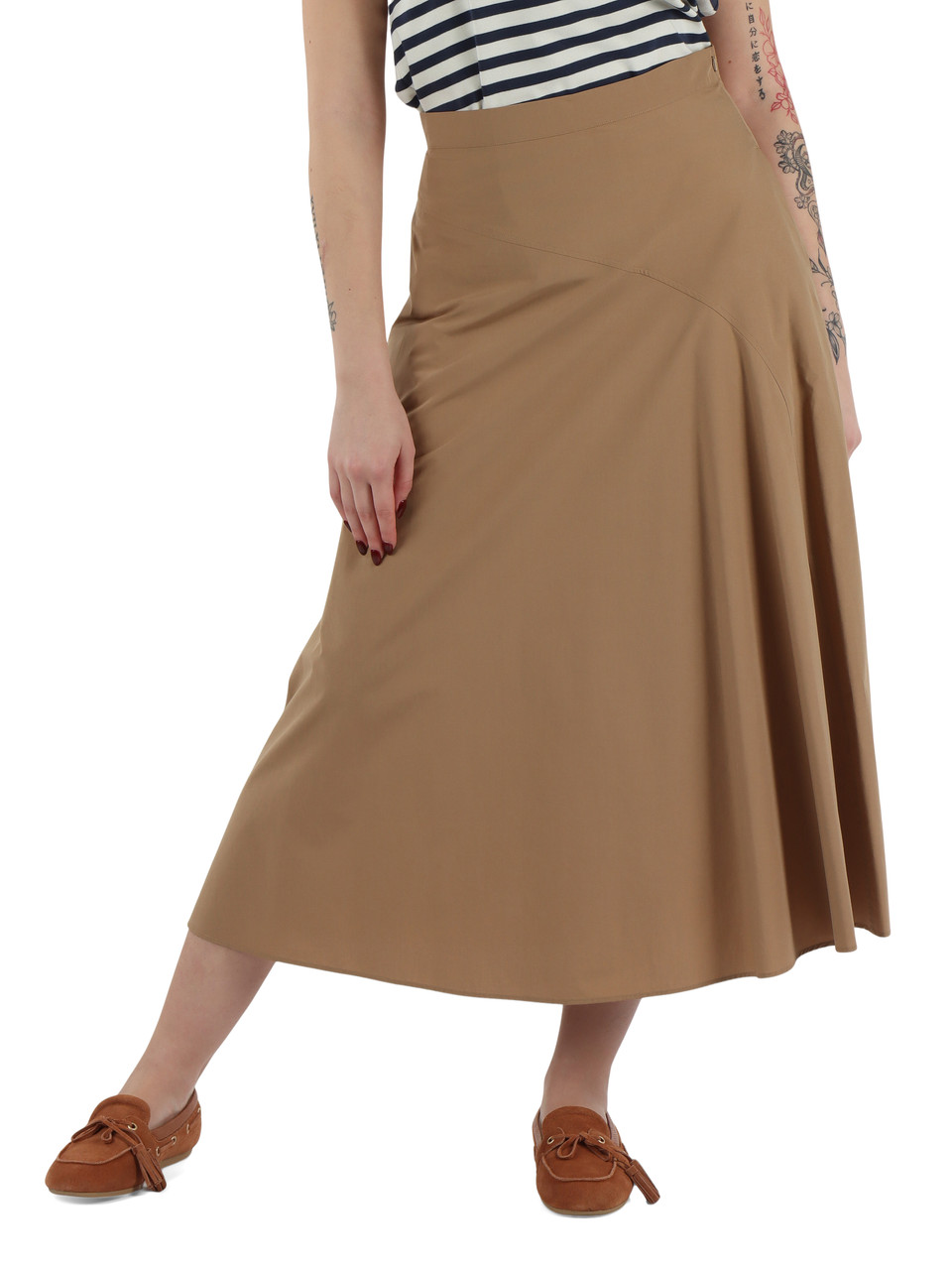 CAMMELLO | Gonna midi ZATTERA in popeline cotone