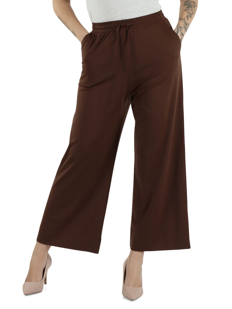 MARRONE | Pantalone MODICO in misto viscosa e lyocell