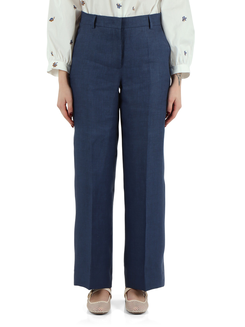 BLAU | MALIZIA Hose aus Leinen-Canvas