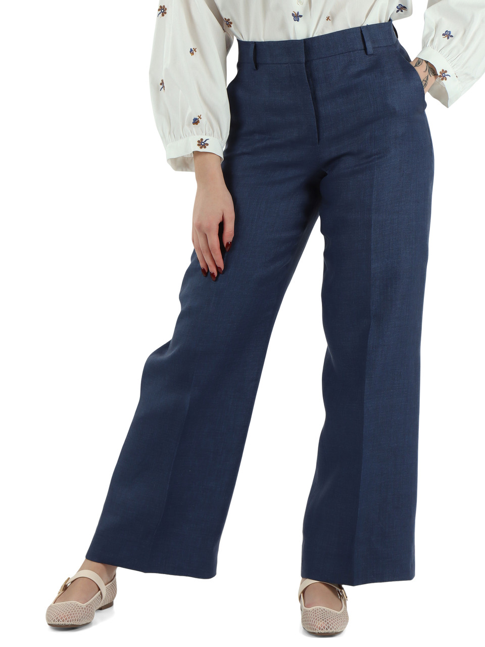 BLAU | MALIZIA Hose aus Leinen-Canvas