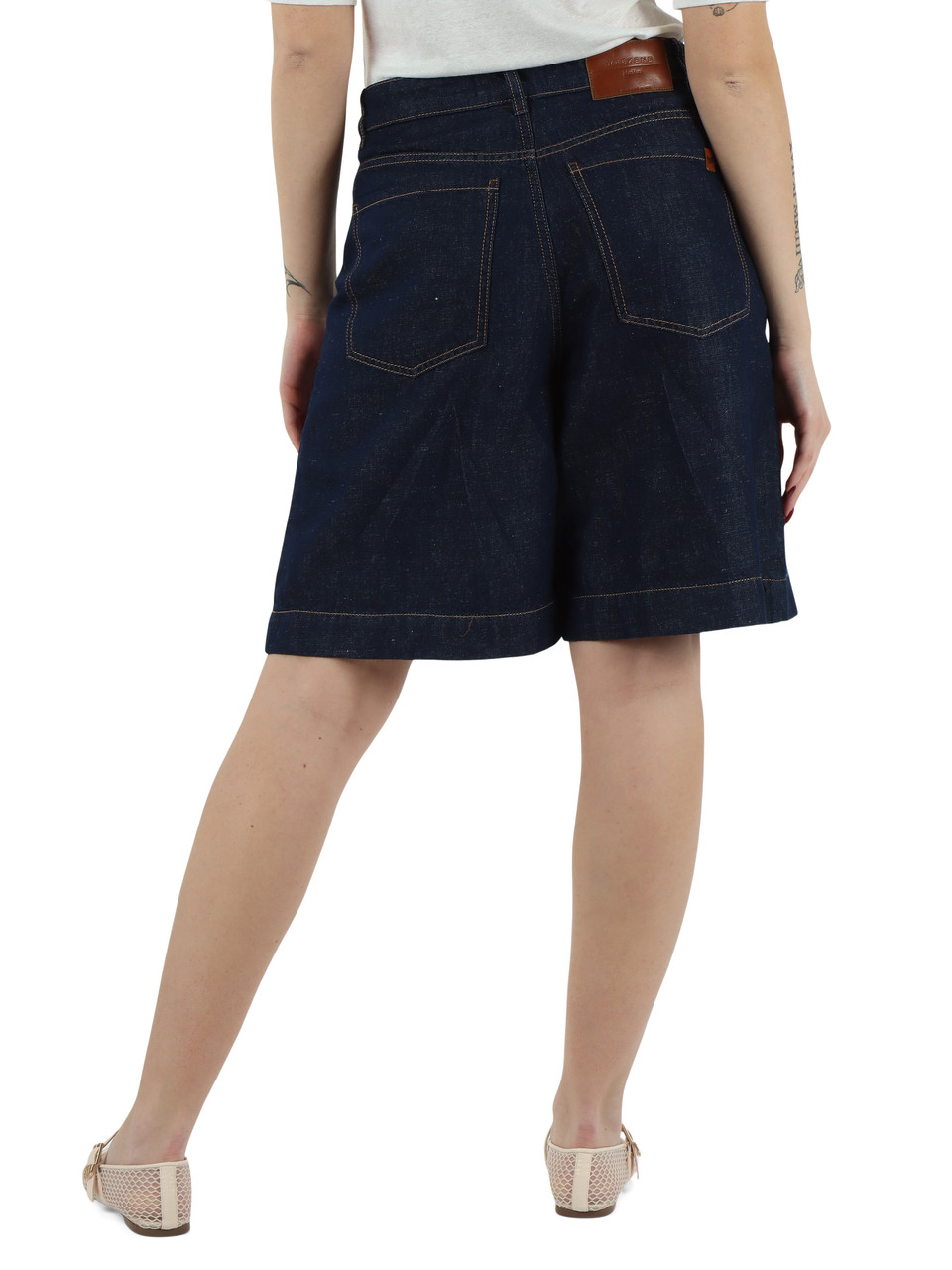 Dunkelblau | Bermuda aus Leinen-Denim und Baumwolle OZONO
