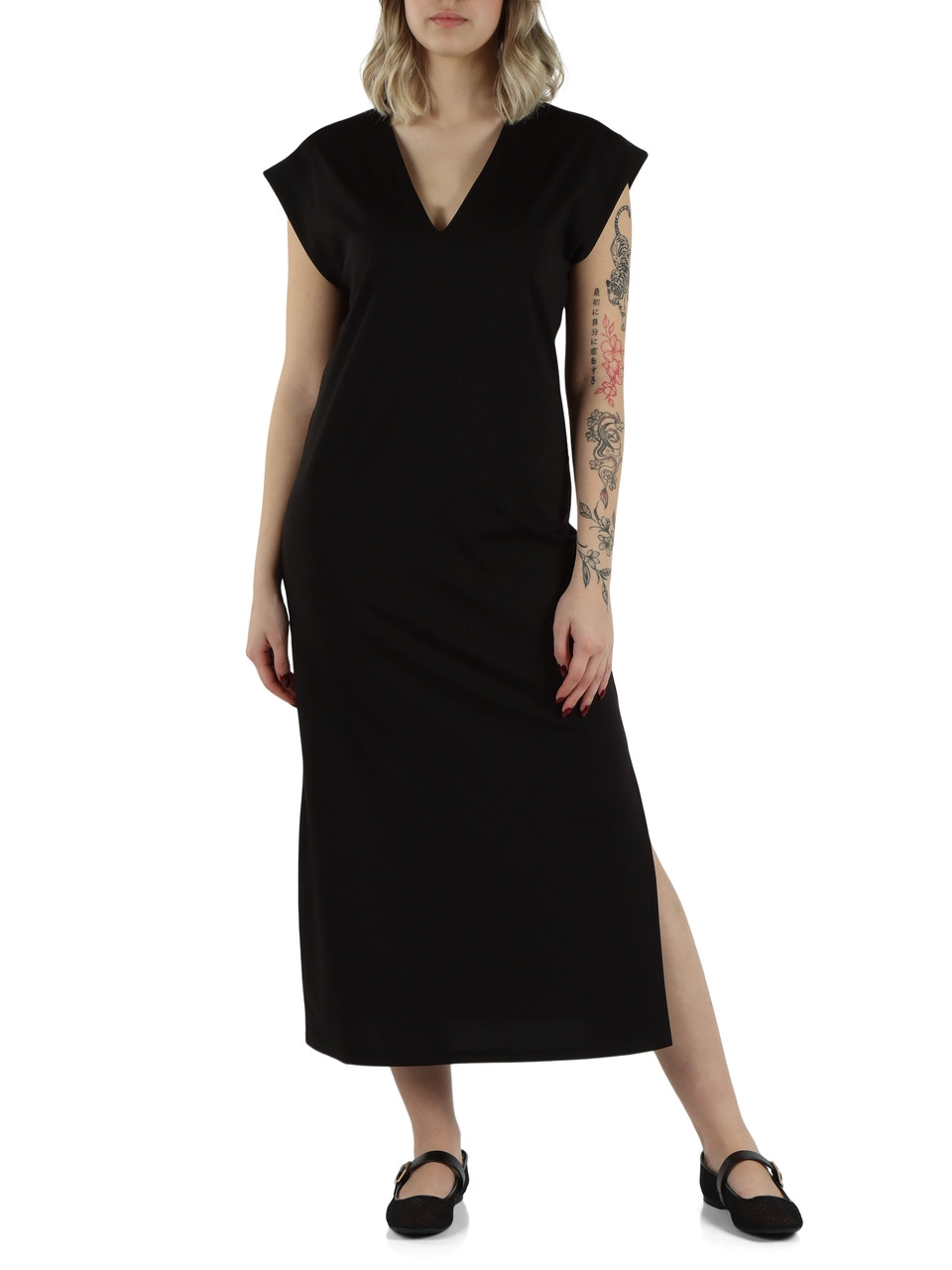 SCHWARZ | Midi-Kleid MIRTO aus Lyocell- und Viskosemischung
