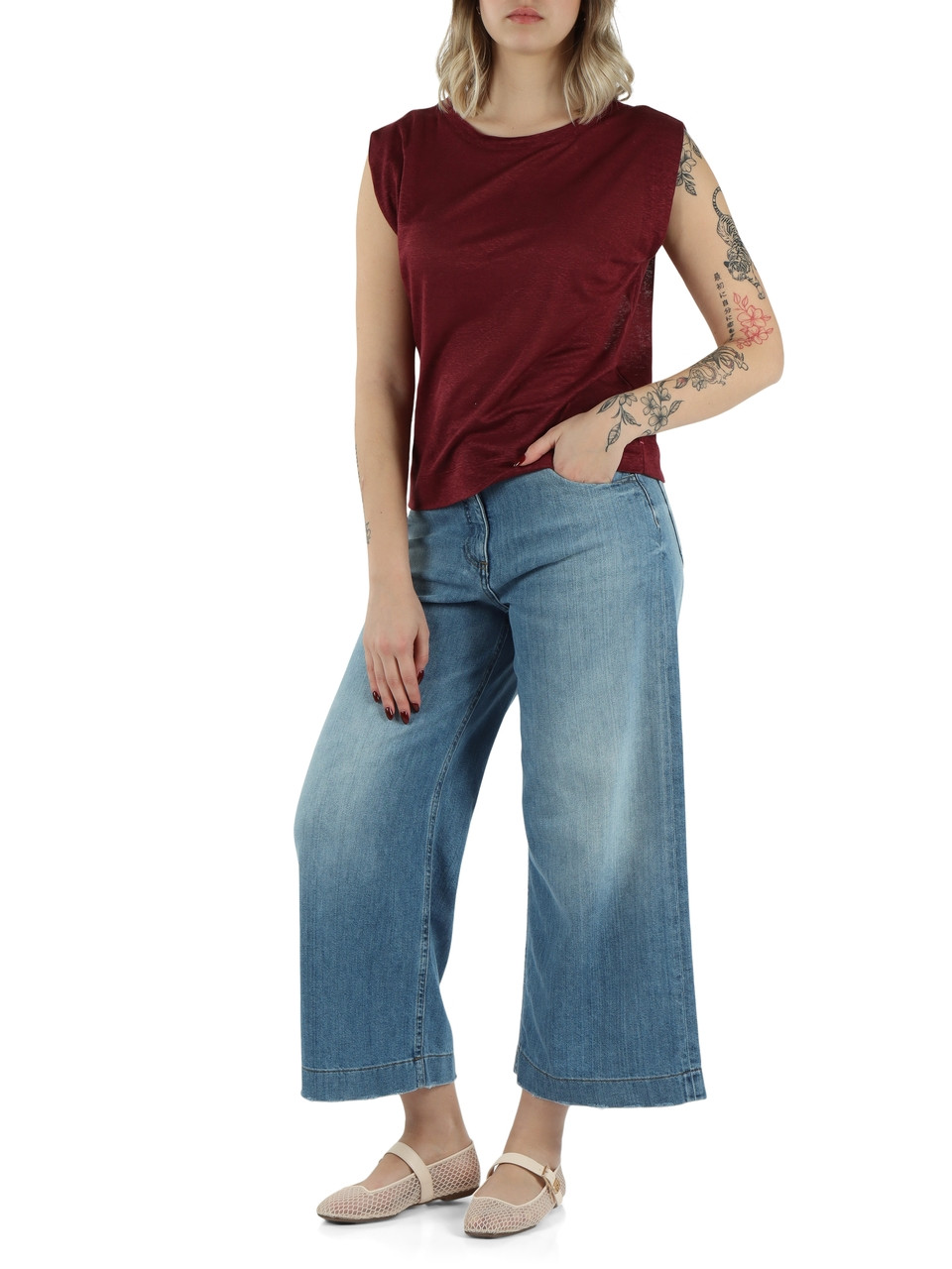 BORDEAUX | Top boxy fit in lino