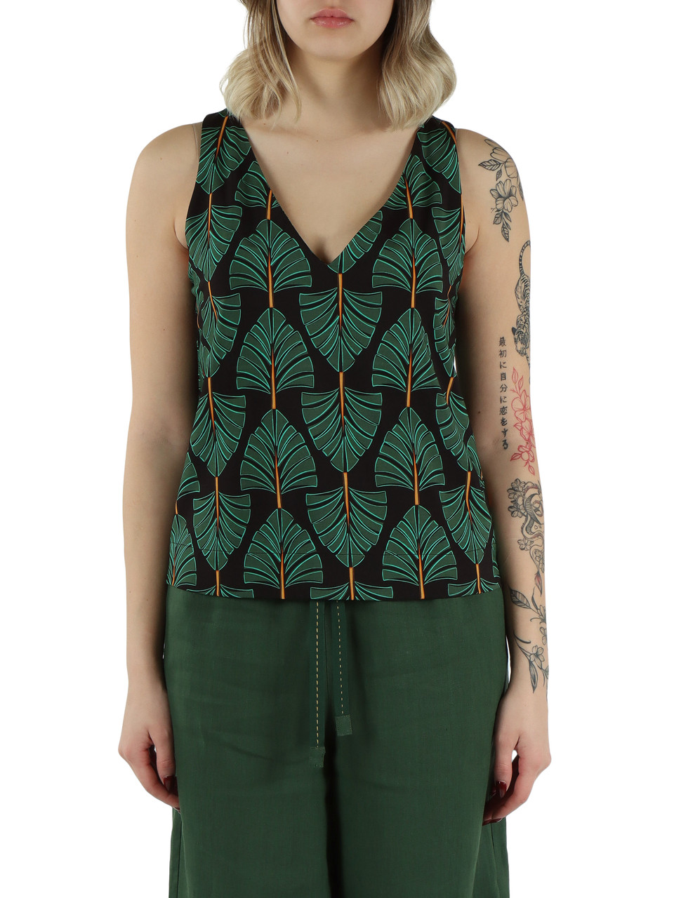 VERDE | Top fluido in jersey di viscosa