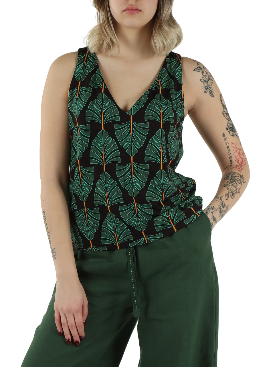 VERDE | Top fluido in jersey di viscosa