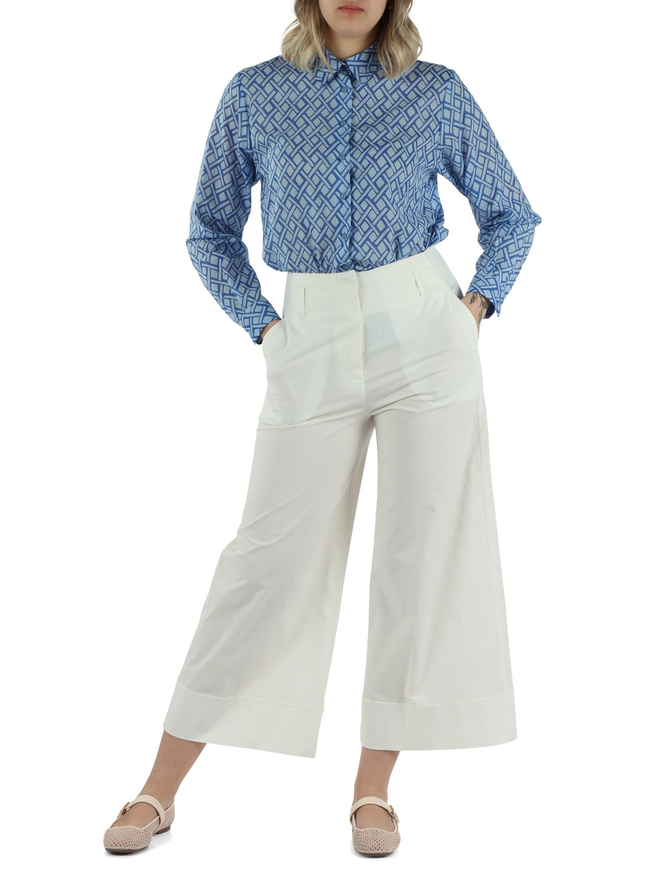 AZZURRO | Camicia in voile di cotone stampato