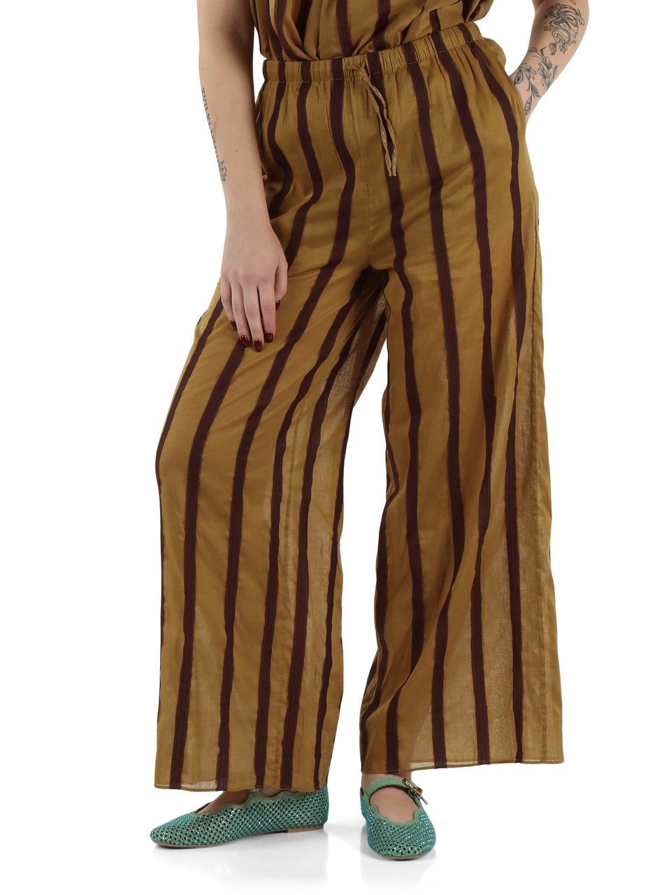 KAKI | Pantalone in cotone con inserti a contrasto
